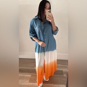 Tie Dye Button Down Maxi Dress